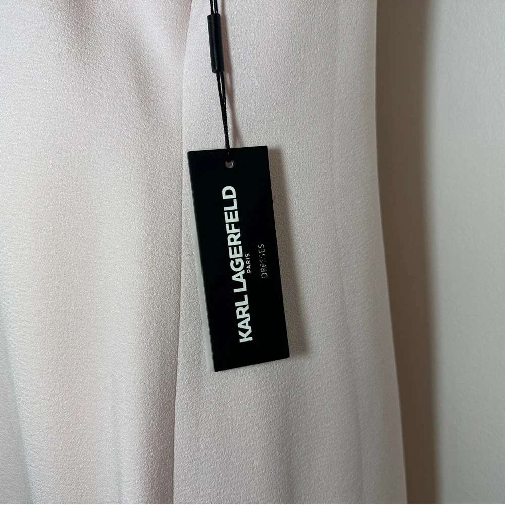 Karl Lagerfeld lace top ruffle hem dress light pink - Picture 7 of 9